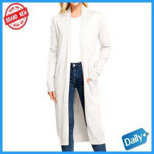 Long Open Front Maxi Cardigan Sweater Lightweight Knit with Pockets